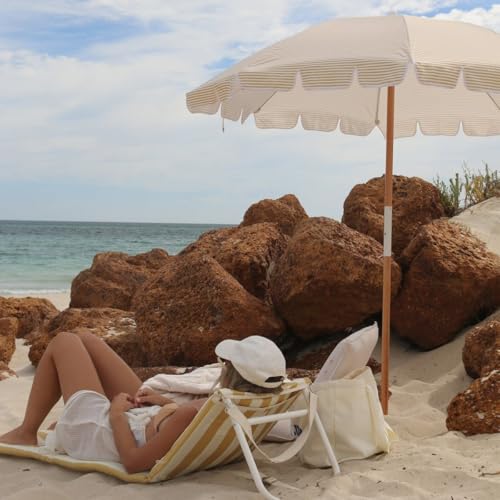 Sunnylife Foldable Outdoor Chair — Reclining Beach Chair for Adults with Carry Bag, Adjustable Backrest, Water-Resistant C...