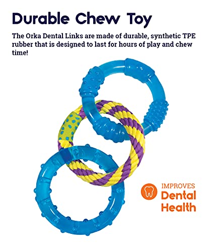Petstages Dental Links Dog Chew Toy – Puppies & Adults, Strong Chewers, Multiple Textures & Rope, 8.5" x 4" x 1"