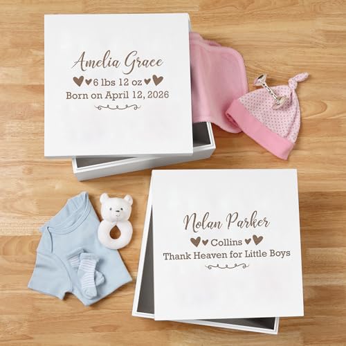Let's Make Memories Personalized Keepsake Box for Newborn - Memento Storage - Memories Box - Baby Shower - Nursery Decor -...