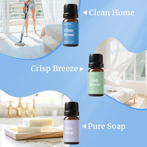 Diffuser Fragrance Oils, Aromtopia Essential Oils for Diffusers for Home, 6x10ml Fresh Home Set, Clean Scents for Candle S...