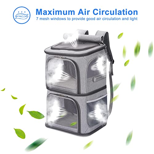 VOISTINO 2-in-1 Double Pet Carrier Backpack for Small Cats and Dogs, Portable Pet Travel Carrier, Super Ventilated Design,...