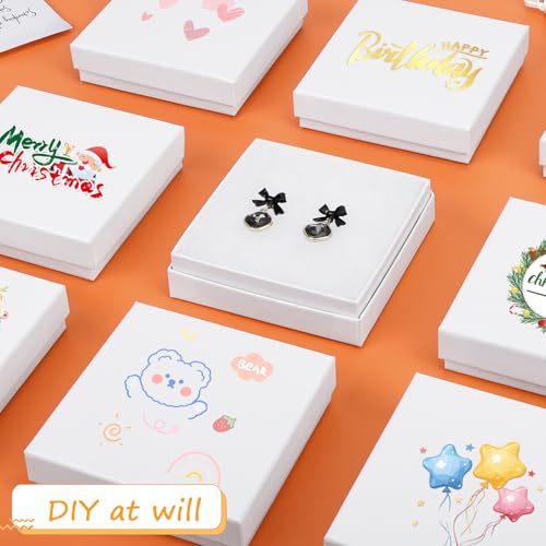 batifine Small Gift Boxes, 40 Pack 3.5x3.5x1 Inch Bulk Cotton Filled Small Jewelry Boxes with Lids for Necklace Ring Brace...