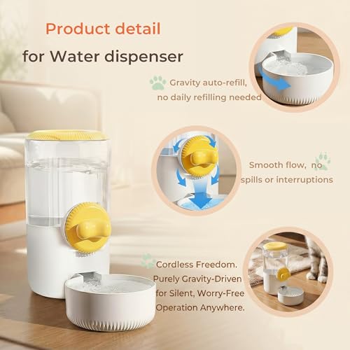 Auto Gravity Siphon Water Dispenser for Cage Hanging, 34OZ Capacity Hanging Automatic Pet Cage Waterer, Water Bowl for Cat...