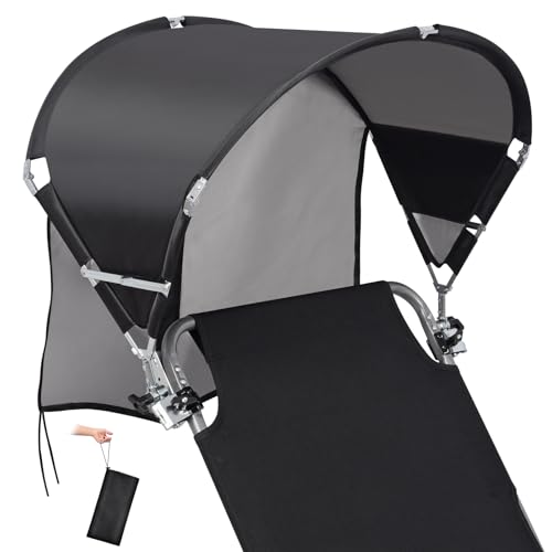 Universal Chair Umbrella Canopy, Foldable Portable UPF 50+ Chair Sun Shade Attachment with Adjustable Clamp Fits Most Bran...