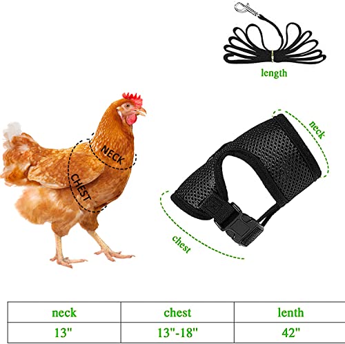 4 Pcs Adjustable Chicken Harness with Leash- 4 Styles Comfortable Hen Vest Breathable Mesh Training Harness and Leash for ...