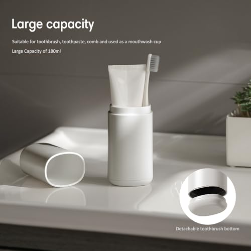 BALUCA Travel Toothbrush Case, Portable Tooth Brush Holder and Toothpaste Cover Container with Mouthwash Cup, Compact Oral...