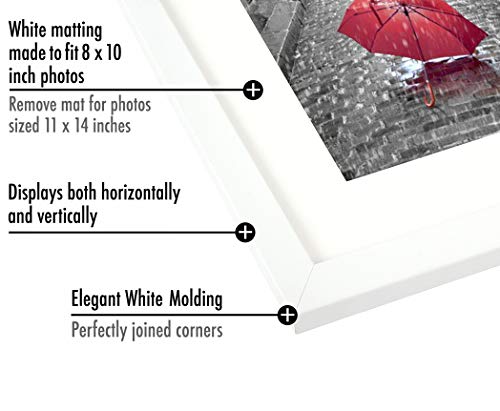 Americanflat 11x14 Picture Frame with Shatter-Resistant Glass - Use as 8x10 Frame with Mat or Display 11x14 Photo Without ...