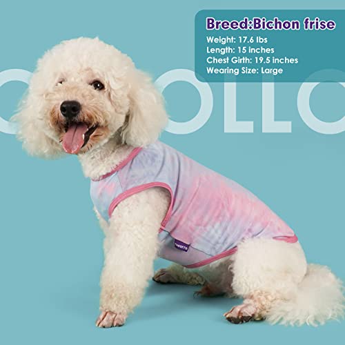 cyeollo 2 Pack Dog Shirts for Dogs Tie Dye Sun Protection Dog T Shirt Stretchy Lightweight Tank Top Vest Sleeveless Breath...