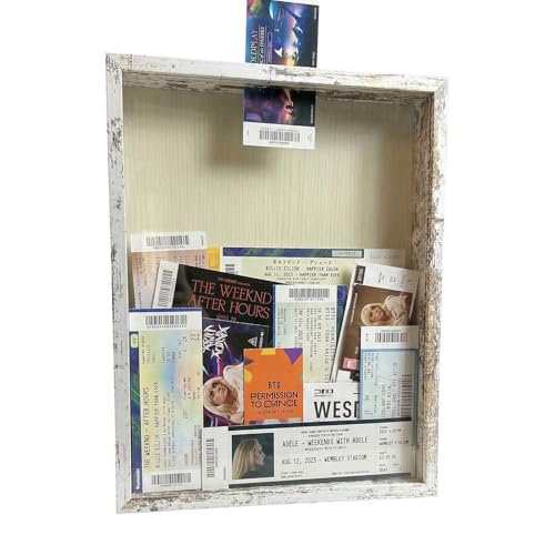 Ticket Shadow Box 11×14 White Top Loading Display Case Frame with Top Slot, Perfect for Movie Travel Concert Sporting Even...