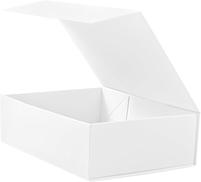HcoHlow White Magnetic Gift Box 9x6.7x2.75 Inches, Rigid Collapsible Gift Boxes with Lids for Presents, Bridesmaid Proposa...