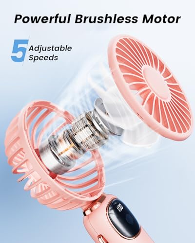 coldSky Portable Handheld Fan, 4000mAh Battery Operated with LED Display, Handheld/Neck/Desk 3 in 1 Personal Small Fan, 9...