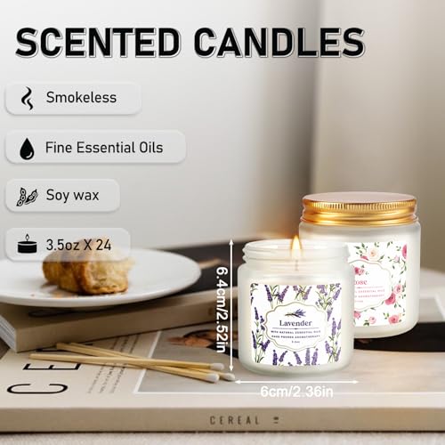 24 Pack Candles for Home Scented Aromatherapy Candles Gifts Set for Women, Natural Soy Wax Candle, 3.5 oz Long Lasting Can...
