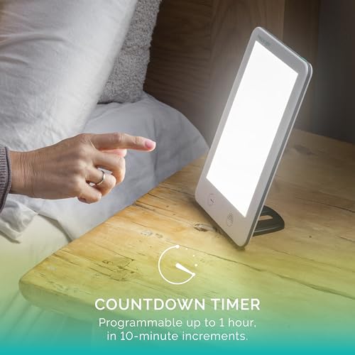 Verilux HappyLight Lumi Plus - Light Therapy Lamp with 10,000 Lux, UV-Free, LED Bright White Light with Adjustable Brightn...