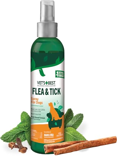 Vet's Best Natural Flea and Tick Spray for Dogs – Plant-Based Flea Repellent with Certified Essential Oils – Natural Pest ...