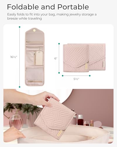 BAGSMART Travel Jewelry Organizer Case Foldable Small Jewelry Roll for Journey Rings, Necklaces, Earrings, Bracelets,Mini,...