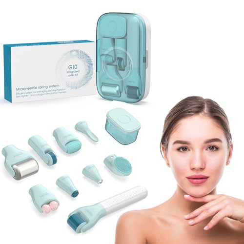 ANPODE 10 in 1 Derma Roller Kit for Face and Body-Face Roller&Face Brush，0.25mm Microneedling Pen MicroneedleRoller, Facia...