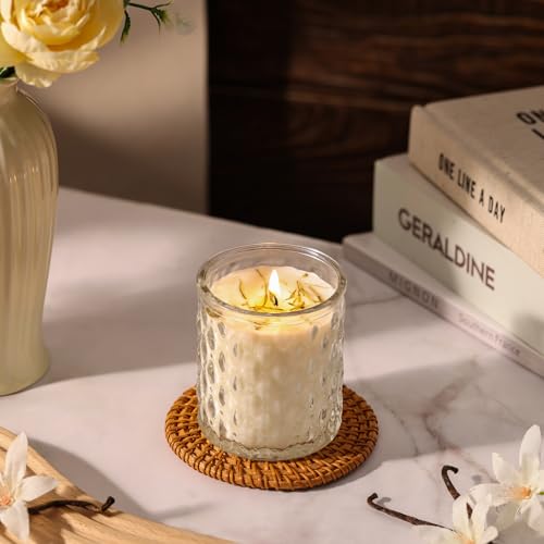 MATAHUM 2 Pack Vanilla Scented Candles for Home Decor, 6.5oz Natural Soy Wax Aromatherapy Jar Candles, Vanilla Candle for ...