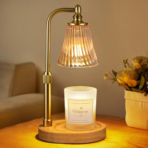 Amber Candle Warmer Lamp with Timer Dimmable,Birthday Gifts for Women Mom,Adjustable Height Wax Melt Warmer for Jar Candle...