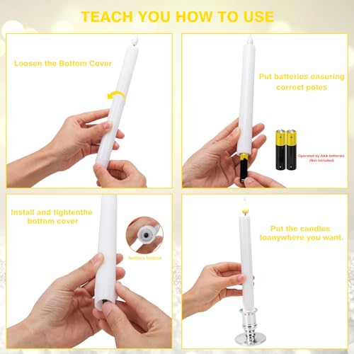POQCCT LED Flameless Window Candles with Remote Timer 10 PCS Battery Operated Flickering Taper Candle Lights with Removabl...