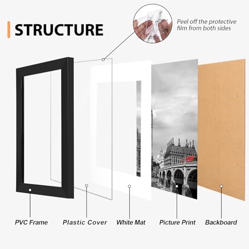 Fixwal 5x7 Picture Frame Set of 6 with Shatter Resistant Plastic Glass, Thin Border and Light Weight Photo Frames for Wall...