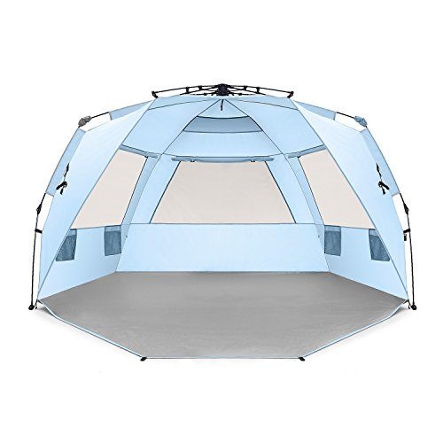 Easthills Outdoors Instant Shader Deluxe XL Beach Tent Easy Up 99" Wide for 4-6 Person Sun Shelter - Extended Zippered Por...