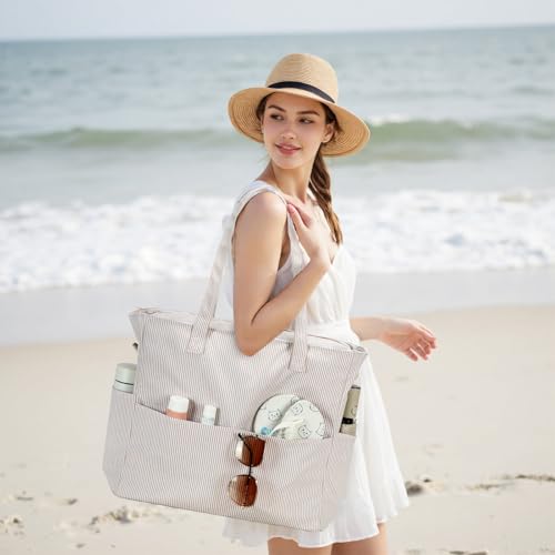Bluboon Beach Bags for Women, Large Waterproof Tote Bag With Wet Compartment for Pool Weekender Travel Gym