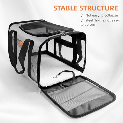YUNIQUE Soft-Sided Cat & Dog Carrier for Pets Up to 15 Lbs, Airline Approved Collapsible Travel Puppy Carrier with Lightwe...