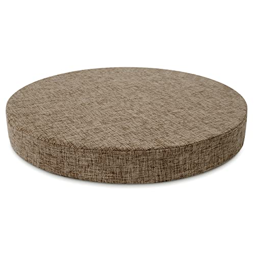 Tromlycs Round Chair Seat Cushion Pad 14 inch for Circle Bistro Chairs Non Slip Foam Cushion Nature Linen