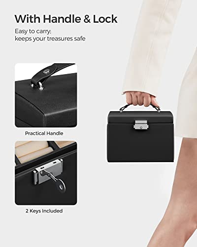 SONGMICS 3-Tier Jewelry Box, Travel Jewelry Case with Handle, 2 Drawers, Lockable Jewelry Organizer with Mirror, Jewelry S...