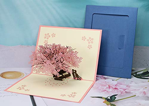 PENTA ANGEL Handmade Cherry Blossom Card Pop Up 3D Flower Romantic Love Letter Greeting Anniversary Wedding Valentine Birt...