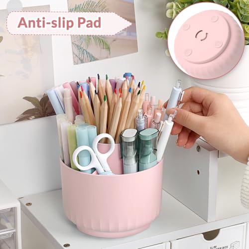 SKYDUE Makeup Organizer, Rotating Pencil Pen Holder for Desk, Dual-Purpose Desk Organizer for Cosmetics & Pens, Makeup Bru...