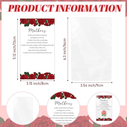 Liliaafar Mother's Day Rose Pin Gifts Red Rose Flower Lapel Pin Enamel Brooch with Inspirational Praise Card Church Gifts ...