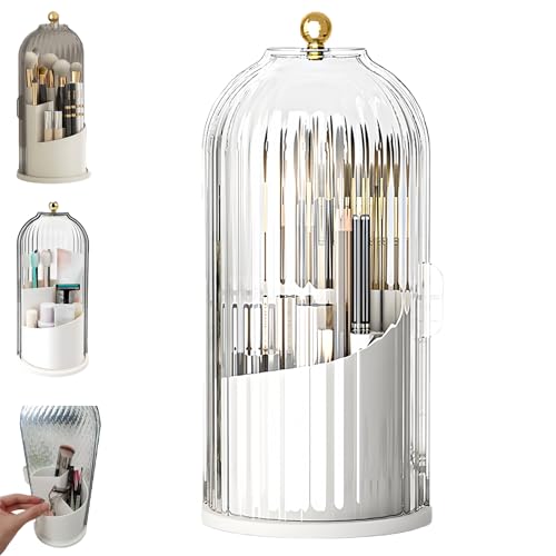 Concealed Toothbrush Holder, Rotating Bathroom Organizer Countertop, Toothbrush Holders with Cover, Bathroom Counter Organ...