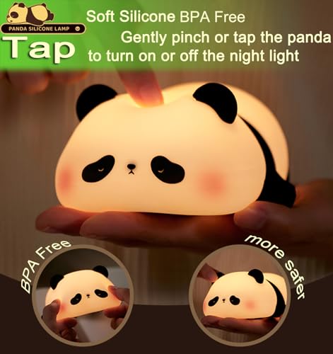 DREAMING MY DREAM Cute Panda Night Light, LED Squishy Novelty Animal Night Lamp, 3 Level Dimmable Nursery Nightlight for B...