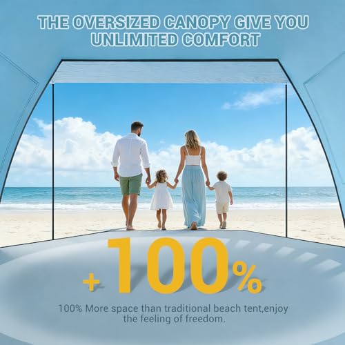 Elegear CumbreX™ Beach Tent Sun Shelter with Canopy, 4-5 Person Pop Up Beach Tent, Easy Setup UPF 50+ UV Protection Portab...
