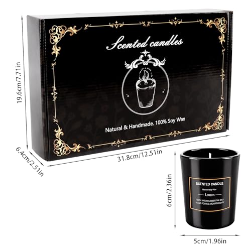 12 Pack Scented Black Candles Gift Set, Natural Soy Wax Aromatherapy Candles for Home, 12 Fragrances, Perfect for Stress R...