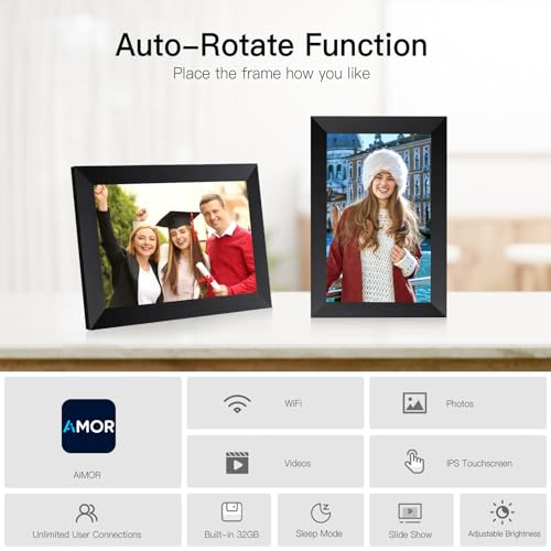 Anna Bella Digital Picture Frame 10.1 Inch IPS HD Touch Screen WiFi Smart Digital Photo Frame with 32GB Storage, Auto-Rota...