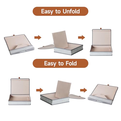 ORGMASTER Photo Storage Boxes with Lids, Memory Box for Keepsakes, Picture Organizer Versatile Linen Containers Basket Col...