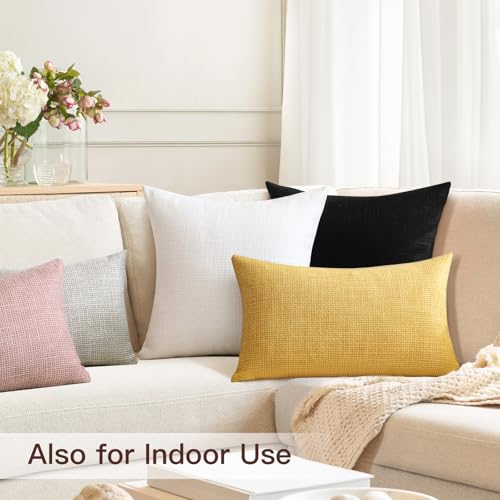 Artscope Outdoor Waterproof Throw Pillow Covers 12x20 Inch Decorative Linen Outdoor Pillows Cushion Case for Patio Couch S...