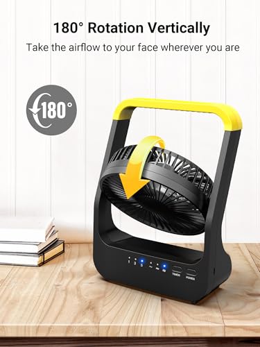 Gazeled Battery Powered Fan, Long Lasting Battery Operated Fans for Camping, Portable D-Cell Desk Fan with Timer, 3 Speed...