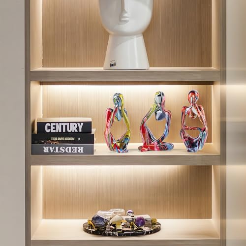 BrownLove 3pcs Hip hop Human Body Abstract Art Decoration, Modern White Art Resin Statue Room Office Shelf Bookcase Decora...