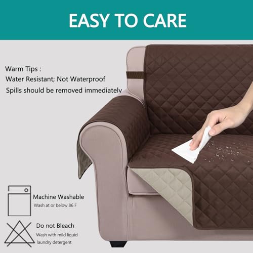 U-NICE HOME Reversible Sofa Cover Washable Couch Cover for Dogs Friendly with Elastic Straps Water Repellent Furniture Pro...
