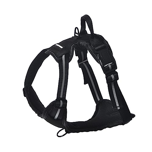 Amazon Basics No-Pull Dog Harness, Adjustable Soft Padded Vest with Reflective Stripes, Large, Black