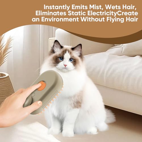 CRAFTIVIO 4-in-1 Cat Steam Brush for Shedding – Self-Cleaning Comb for Long and Short Hair Cats and Dogs, Steam Pet Brush ...