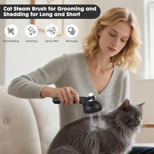 Cat Steam Brush for Grooming and Shedding for Long and Short Hair Pets Deshedding and Hair Removal tool for Dogs & Cats Se...