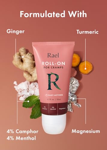 Rael Pain Relief Cream Roll-On – Fast-Absorbing Formula with Camphor, Menthol, and Magnesium, Essential for Women (1.7 fl ...