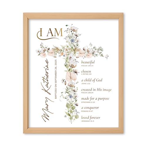 Baby Baptism Gifts for Girl Personalized Canvas or Print Unframed, First Holy Communion Gifts for Girls, Christening, Conf...