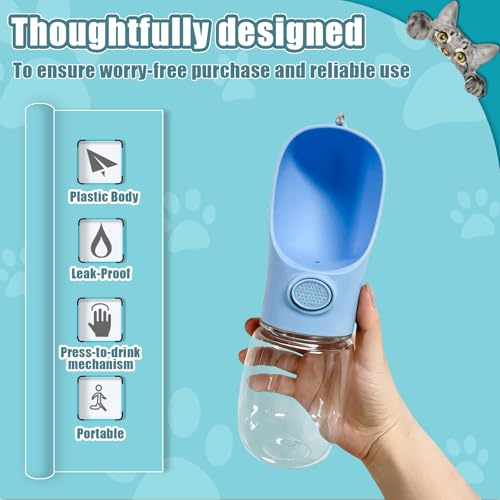 Bestac Pet Travel Water Bottle - Portable Dog&Cat Water Cup, One-Hand Operation, Lightweight & Leak-Proof, BPA-Free, Compa...