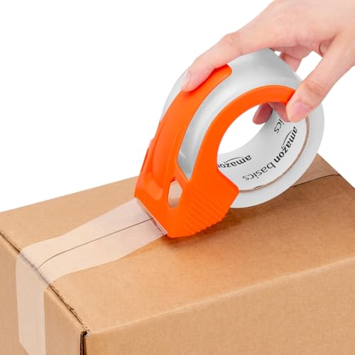 Amazon Basics Strong Plastic Adhesive Packing Tape for Shipping, Sealing Boxes, Moving and Storage, Clear, Low Odor, 1.88 ...