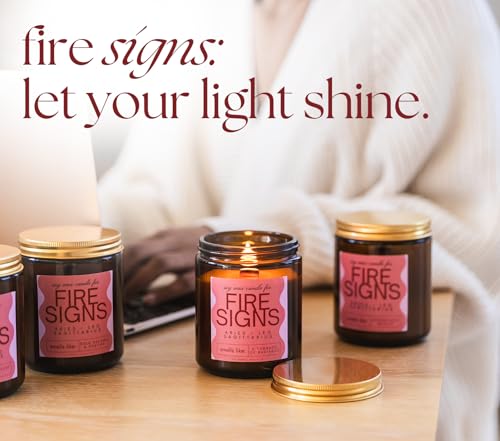Aries, Leo, Sagittarius Gifts for Women - Wood Wick Candles, 4 Pack Small Scented Candles Set for Women. 6oz Natural Soy W...